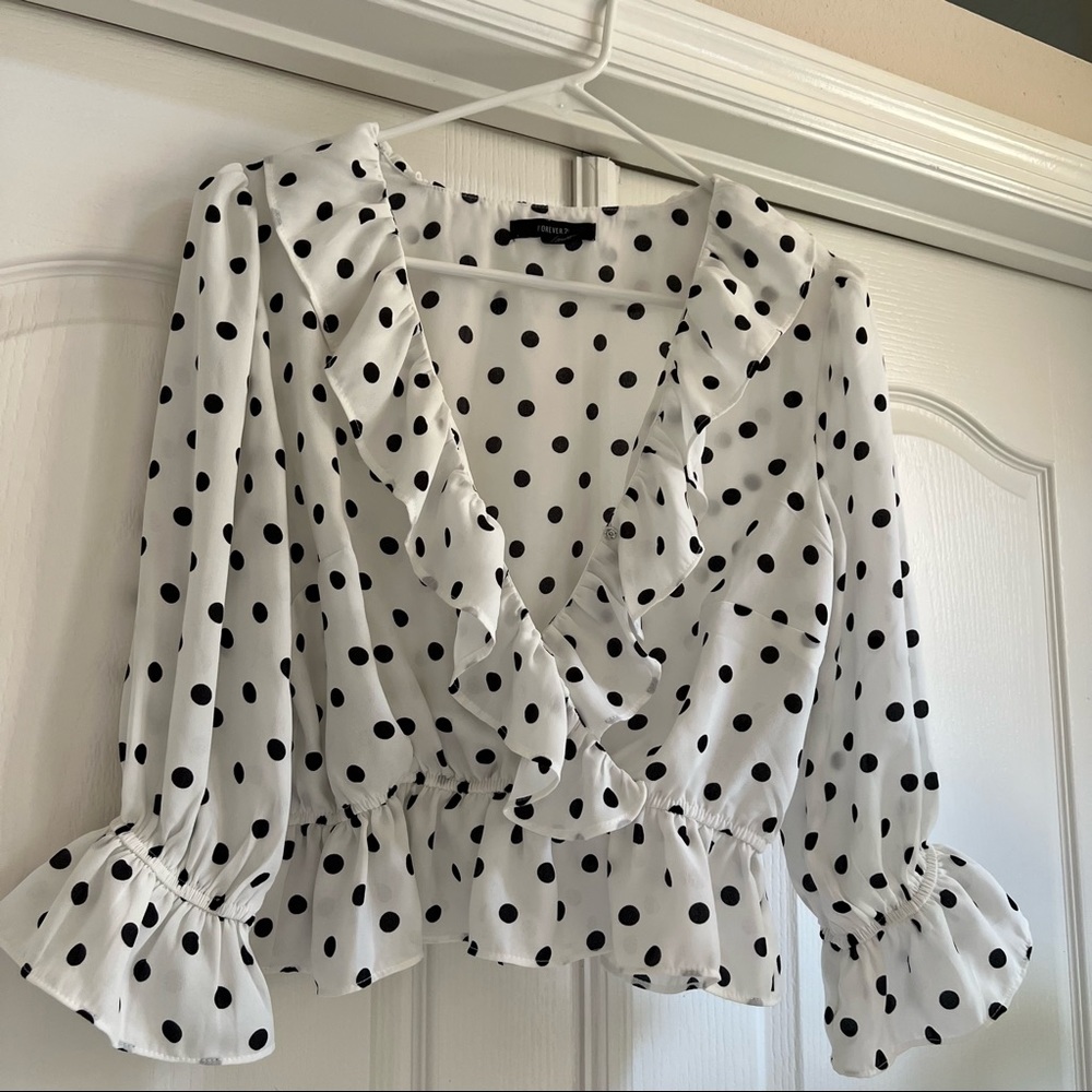 Polka Dot Ruffled Top